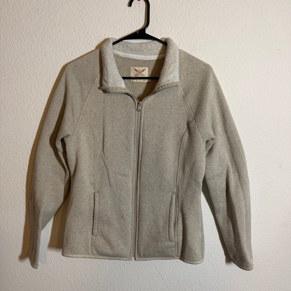 Faded Glory Womens Full Zip Fleece Jacket Sherpa Collar Sweater Knit M 8-10